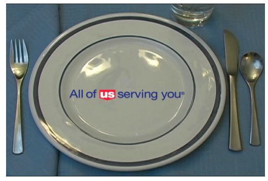 Dinner plate with bank logo