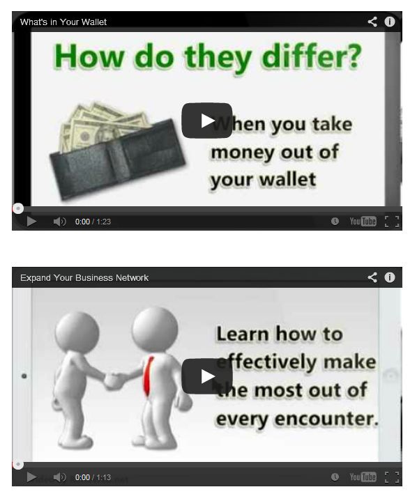 Two video thumbnails of sample explainer videos
