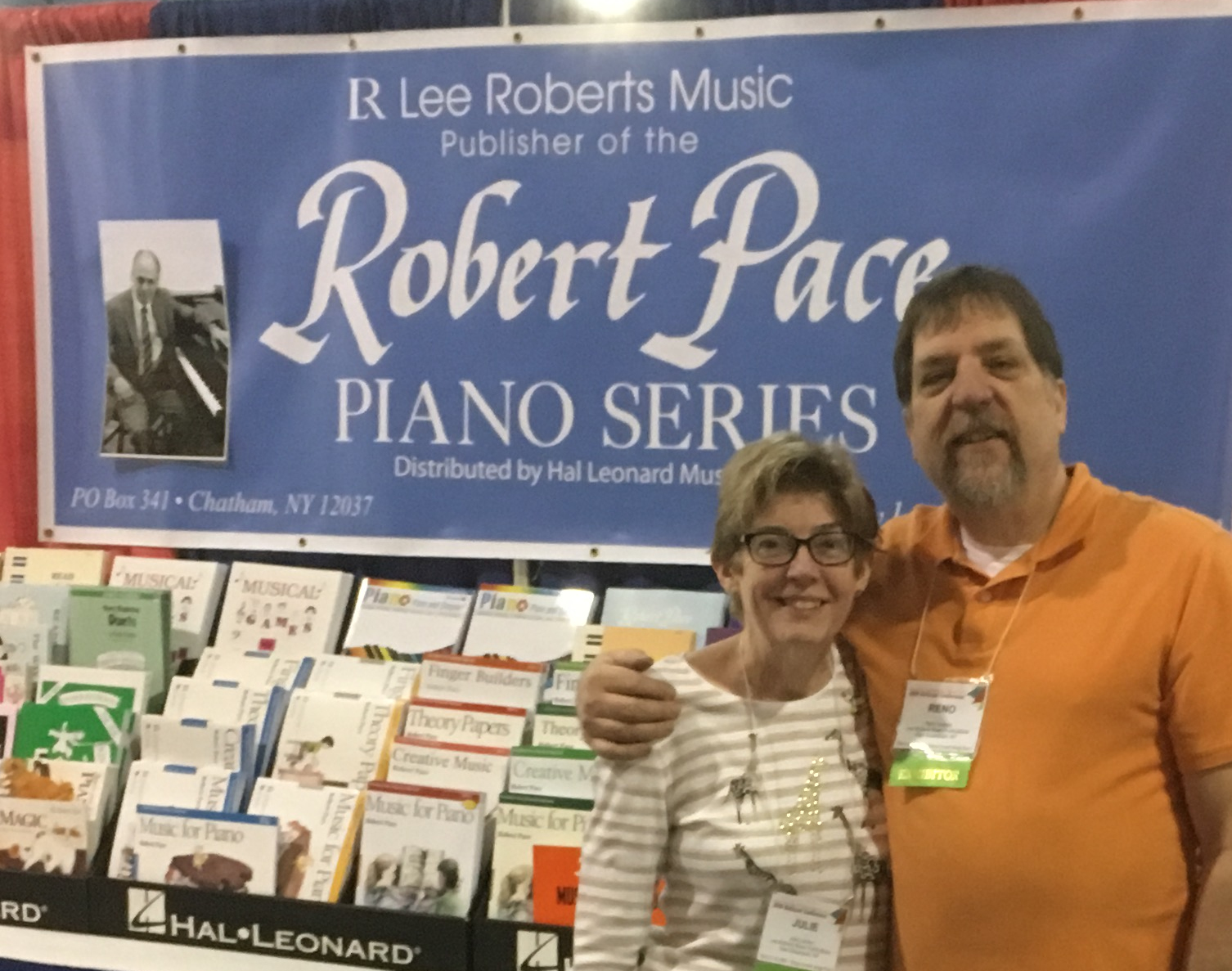 Reno and Julie Lovison at Lee Roberts booth MTNA Orlando 2018